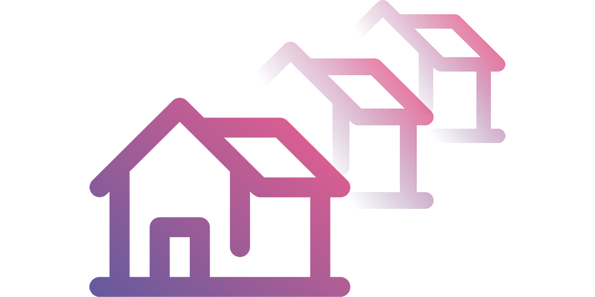A graphic of three houses representing swapping homes.