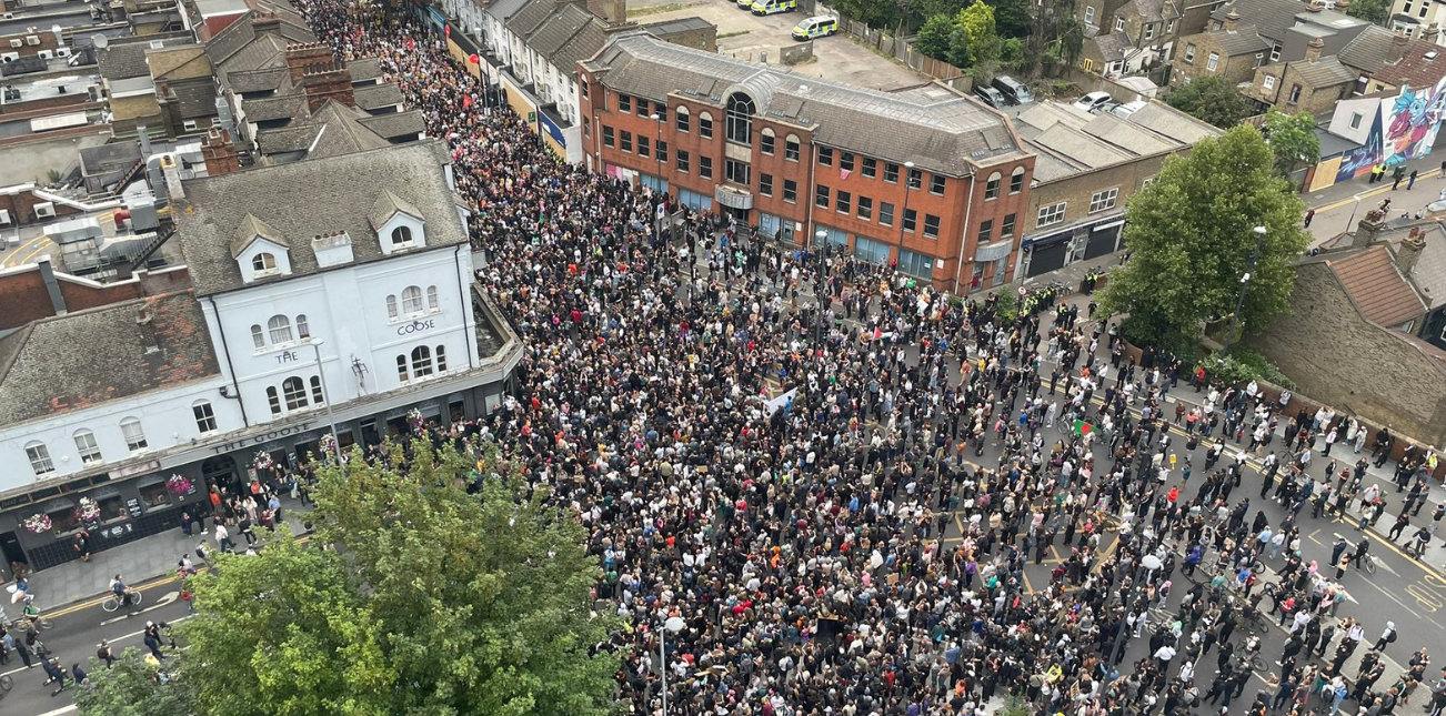 Anti-racist marchers in Walthamstow.