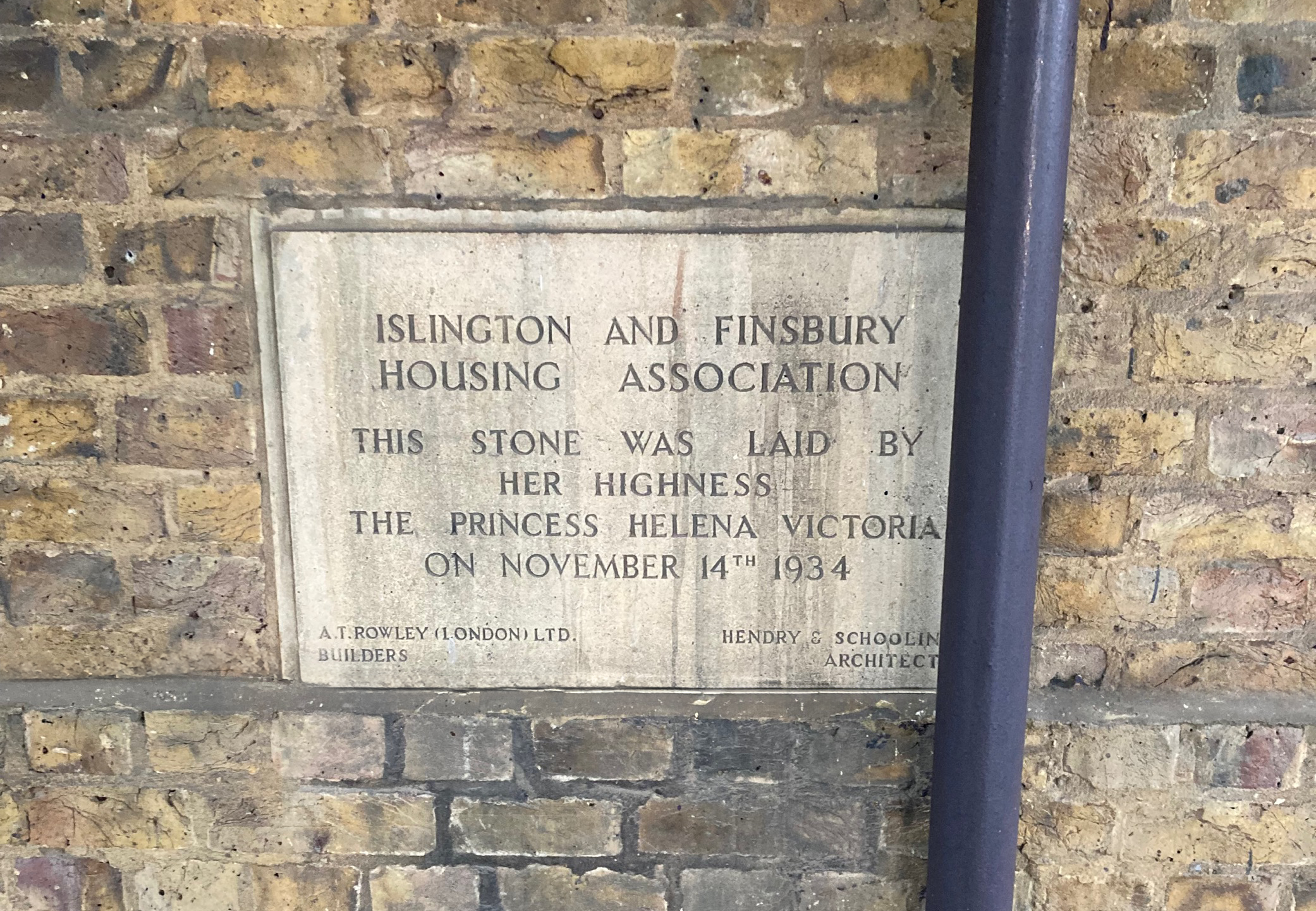 A stone laid by Her Highness The Princess Helena Victoria.