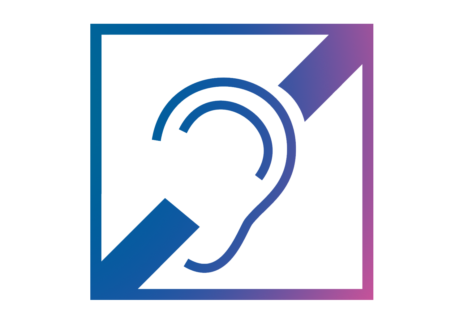Graphic in ISHA brand colours representing the hearing induction loop symbol.